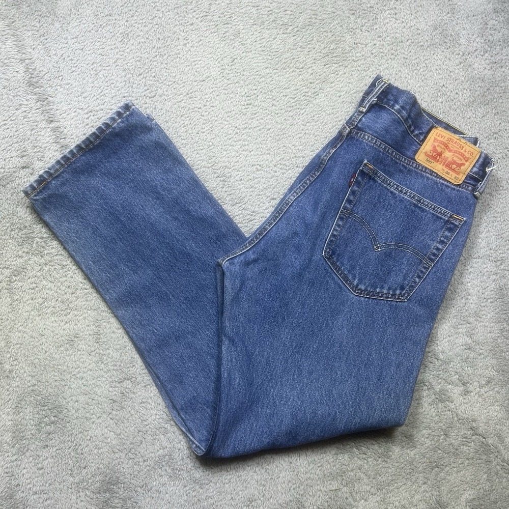 Levis 505 Jeans Men's 36x32 Blue Regular Fit Straight Denim Skate Grunge Casual